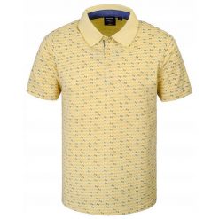 Koszulka Polo - Męska - Pako Jeans - Żółta w Drobny Wzór. Żółte koszulki polo męskie Pako Jeans, m, bez wzorów, z bawełny, bez ramiączek. Za 119.00 zł.