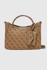 GUESS Beżowa torebka damska Brenton. Brązowe torebki klasyczne damskie Guess, z aplikacjami, ze skóry ekologicznej, duże, bez dodatków. W wyprzedaży za 489.99 zł.