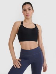 4F Biustonosz treningowy z wysokim wsparciem - czarny L. Czarne biustonosze sportowe damskie 4f, bez wzorów. W wyprzedaży za 129.99 zł.