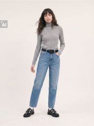 Prążkowany sweter z golfem z wiskozą - szary. Szare golfy damskie Sinsay, l, bez wzorów, prążkowane, bez ramiączek. Za 39.99 zł.