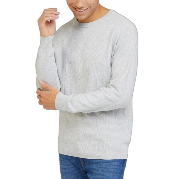 MĘSKI SWETER LEE RAGLAN CREW KNIT GREY MELE 112330668. Szare swetry męskie Lee, l, bez wzorów, bez kołnierzyka. Za 199.99 zł.