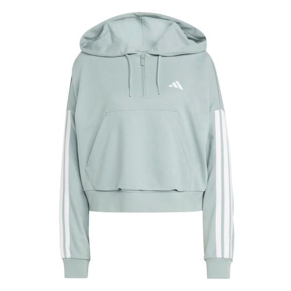 Bluza damska z zamkiem 1/4 z kapturem zapinana na zamek błyskawiczny adidas Esse. Białe bluzy sportowe damskie Adidas, xs, bez wzorów, z materiału, bez ramiączek, długie, z kapturem. Za 271.50 zł.