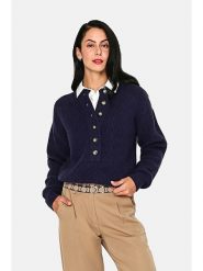 ASSUILI Sweter w kolorze granatowym rozmiar: 34. Niebieskie swetry klasyczne damskie Assuili, z kaszmiru, bez kołnierzyka. Za 157.35 zł.