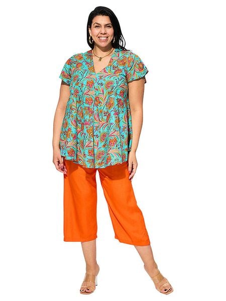 Aller Simplement Bluzka w kolorze turkusowym rozmiar: 46/48. Niebieskie bluzki damskie Aller Simplement, bez wzorów, z bawełny, klasyczne, bez kołnierzyka, bez ramiączek. Za 96.14 zł.