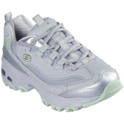 Buty sportowe damskie Skechers D'lites chromatic. Szare buty sportowe na co dzień damskie Skechers, bez wzorów, z materiału, trekkingowe, Skechers Sport. Za 390.00 zł.