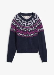 Kardigan oversize z norweskim wzorem. Białe kardigany damskie bonprix, bez wzorów. Za 97.99 zł.