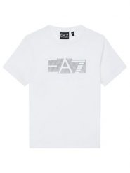 EA7 Emporio Armani T-Shirt 7B000036 AF10378 U0002 Biały Regular Fit. Białe t-shirty chłopięce EA7 Emporio Armani, bez wzorów, z bawełny, bez ramiączek. Za 179.99 zł.