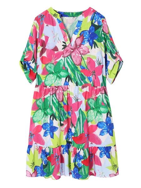 TATUUM Sukienka "Netuno" ze wzorem rozmiar: 40. Sukienki damskie Tatuum, na imprezę, s, bez wzorów, z wiskozy, klasyczne, bez kołnierzyka, bez ramiączek, midi. Za 172.08 zł.