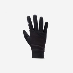 Rękawiczki do piłki nożnej dla dzieci Kipsta Keepdry 500. Czarne rękawiczki dziecięce KIPSTA, z elastanu, bez ramiączek. Za 39.99 zł.