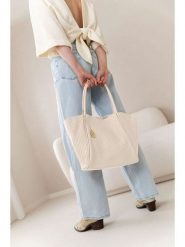 Anna Morellini Skórzany shopper bag "Magliana" w kolorze beżowym - 44 x 30 x 16 cm rozmiar: onesize. Brązowe shopper bag damskie Anna Morellini, bez wzorów, z materiału, na ramię, bez dodatków. Za 382.99 zł.