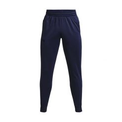 Spodnie męskie Under Armour Armour Fleece Joggers. Niebieskie spodnie sportowe męskie Under Armour, z materiału. Za 301.75 zł.