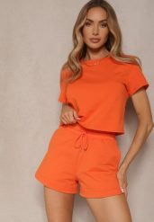 Pomarańczowe Dresowe Szorty z Bawełny z Kieszeniami Galierania. Brązowe szorty damskie Renee, bez wzorów, z bawełny, eleganckie. Za 54.99 zł.