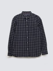 Koszula męska flanelowa w kratę granatowa Meridenisoni 403. Niebieskie koszule męskie Big Star, l, bez wzorów, bez kołnierzyka, bez ramiączek. Za 229.99 zł.