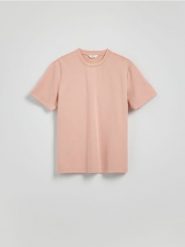 Strukturalny t-shirt comfort fit - brudny róż. Czerwone t-shirty męskie Reserved, l, bez wzorów, z dzianiny, bez kołnierzyka. W wyprzedaży za 55.99 zł.