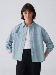 OPUS Koszula "Froni" w kolorze błękitnym rozmiar: 44. Niebieskie koszule damskie Opus, bez wzorów, z bawełny, bez kołnierzyka, bez ramiączek. Za 143.99 zł.