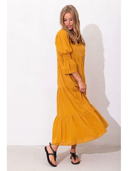 RUBY TUESDAY Sukienka "Imala" w kolorze jasnobrązowym rozmiar: 42. Brązowe sukienki damskie RUBY TUESDAY, bez wzorów, z bawełny, bez kołnierzyka, bez ramiączek, maxi. Za 183.59 zł.