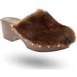 KLAPKI REY Weekend Max Mara. Brązowe klapki damskie Weekend Max Mara, bez wzorów, ze skóry, bez obcasa, na obcasie. Za 1,199.40 zł.