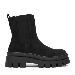 Botki DeeZee. Czarne botki damskie DeeZee, bez obcasa, na płaskiej podeszwie, bez zapięcia. Za 199.99 zł.