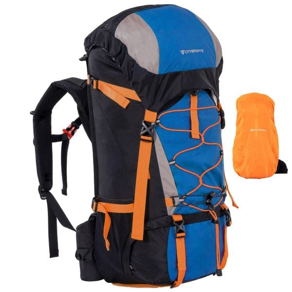 Plecak turystyczny CITYSPORTS BP1 60L, regulowany system nośny. Niebieskie obuwie trekkingowe damskie CITYSPORTS, bez wzorów. Za 499.00 zł.