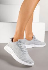 Szare Buty Sportowe Sneakersy z Tłoczonym Wzorem Amosira. Szare buty sportowe na co dzień damskie Renee, bez wzorów, z jeansu, trekkingowe. Za 74.99 zł.