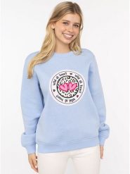 Zwillingsherz Bluza "Romy" w kolorze błękitnym rozmiar: S/M. Niebieskie bluzy z nadrukiem damskie Zwillingsherz, m. Za 211.31 zł.