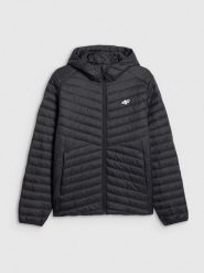 4F Kurtka z wypełnieniem syntetycznym męska - czarna XXL. Czarne kurtki męskie 4f, m, bez wzorów, z materiału, z kapturem. Za 299.99 zł.