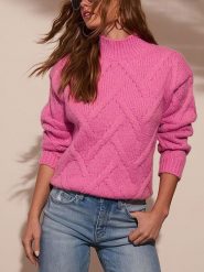 Milan Kiss Sweter w kolorze różowym rozmiar: XL. Różowe golfy damskie Milan Kiss, xl, bez wzorów, bez ramiączek. Za 165.99 zł.