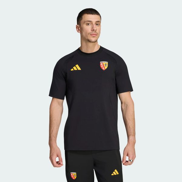 Koszulka RC Lens Tiro Travel. Czarne t-shirty sportowe męskie Adidas, uniwersalny, z bawełny, bez ramiączek, do piłki nożnej. Za 199.00 zł.