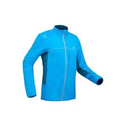 Kurtka turystyczna softshell SH900 Warm męska. Niebieskie kurtki męskie QUECHUA, na zimę, m, bez wzorów, z elastanu, bez kaptura. Za 199.99 zł.