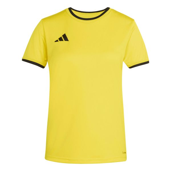 Koszulka damska adidas Entrada Jersey. Czarne bluzki damskie Adidas, bez wzorów, z jersey, sportowe, bez kołnierzyka, bez ramiączek. Za 60.99 zł.