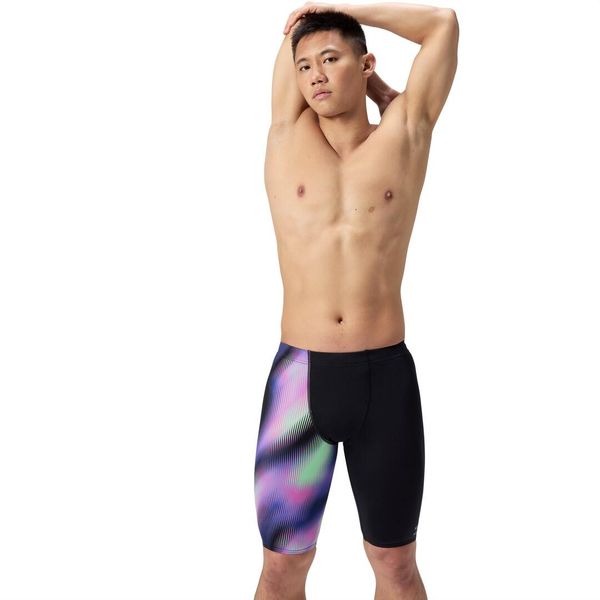 Spodenki pływackie męskie Speedo Ml One-Leg Printed Jammer Am. Czarne kąpielówki męskie Speedo, m, bez wzorów, z materiału, do pływania. Za 239.99 zł.