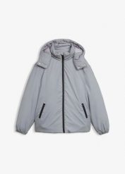 Odblaskowa kurtka funkcyjna. Szare kurtki damskie bonprix, bez wzorów, bez kaptura. Za 289.99 zł.