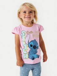 NAME IT T-Shirt Folly Stitch 13240690 Różowy Regular Fit. Czerwone koszulki dziewczęce Name it, bez wzorów, z bawełny, bez ramiączek. Za 49.99 zł.