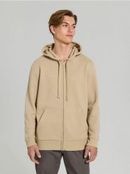 Rozpinana bluza z kapturem i kieszeniami - beżowy. Brązowe bluzy z kapturem męskie Sinsay, l. Za 49.99 zł.