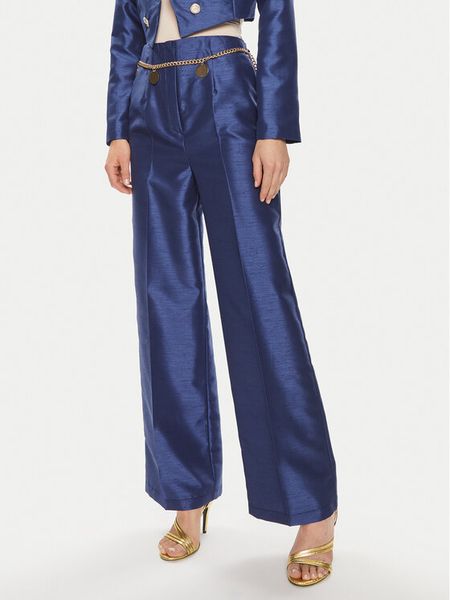 Rinascimento Spodnie materiałowe CFC0117559003 Granatowy Wide Fit. Niebieskie spodnie materiałowe damskie RINASCIMENTO, bez wzorów, z materiału. Za 389.99 zł.