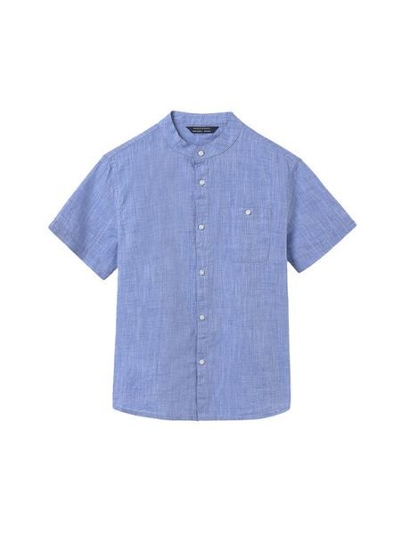 Mayoral Koszula 6137 Niebieski Regular Fit. Niebieskie koszule chłopięce Mayoral, bez wzorów, z bawełny, bez kołnierzyka, bez ramiączek. Za 79.99 zł.