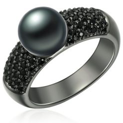 Valero Pearls Pierścionek z perłą srebro wysokiej próby Cyrkonia Perła hodowlana słodkowodna czarny Pierścionki 1 ct Damski. Czarne pierścionki damskie Valero Pearls, z cyrkonią, srebrne. Za 359.99 zł.