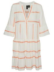 Vero Moda Sukienka w kolorze kremowo-pomarańczowym rozmiar: M. Brązowe sukienki damskie Vero Moda, m, bez wzorów, z bawełny, bez kołnierzyka, bez ramiączek, midi. Za 148.96 zł.