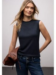 Street One Top w kolorze granatowym rozmiar: 36. Niebieskie topy damskie Street One, bez wzorów, bez kołnierzyka. Za 70.57 zł.