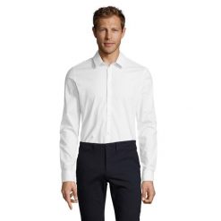 Męska Koszula Z Długim Rękawem Blake Stretch. Białe koszule męskie SOL'S, m, bez wzorów, bez kołnierzyka, bez ramiączek. Za 158.99 zł.