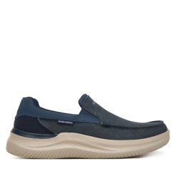 Półbuty Skechers. Niebieskie półbuty męskie Skechers, bez zapięcia. Za 289.99 zł.