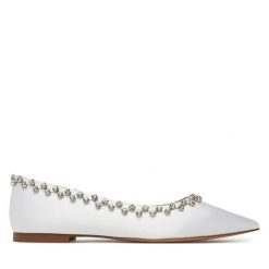 Baleriny Eva Minge. Białe baleriny damskie Eva Minge, bez wzorów, bez obcasa. Za 343.99 zł.