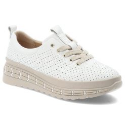 Półbuty damskie Filippo, ze skóry naturalnej perforowana cholewka sznurowane gruba podeszwa casual komfortowe, białe, DP7803/26. Białe półbuty damskie Filippo, bez wzorów, ze skóry, casualowe, bez obcasa, na płaskiej podeszwie. Za 199.00 zł.
