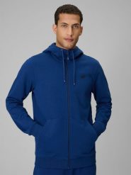 4F Bluza dresowa regular z kapturem męska - granatowa M. Niebieskie bluzy z kapturem męskie 4f, m, z bawełny. Za 169.99 zł.