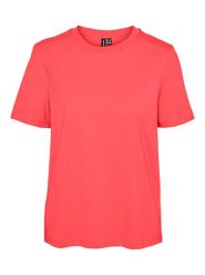 Vero Moda Koszulka w kolorze koralowym rozmiar: S. Czerwone bluzki damskie Vero Moda, s, bez wzorów, z bawełny, bez kołnierzyka, bez ramiączek. Za 52.67 zł.