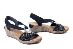RIEKER 62451-14 blue, sandały damskie. Niebieskie sandały damskie Rieker, bez wzorów, z gumy, bez obcasa. Za 255.92 zł.