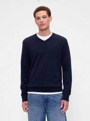 GAP Sweter w kolorze granatowym rozmiar: M. Niebieskie swetry męskie GAP, m, bez wzorów, z bawełny, bez kołnierzyka. Za 136.45 zł.