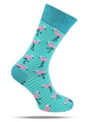 Skarpetki Bawełniane - Tematyczne - Turkusowe we Flamingi. Niebieskie skarpetki męskie His Story, bez wzorów, z bawełny. Za 29.99 zł.
