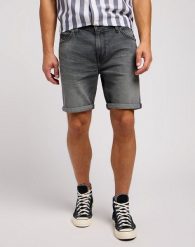 LEE RIDER SHORT MĘSKIE SZORTY KRÓKIE SPODENKI JEANSOWE WASHED GREY 112349328 L73F015973. Szare szorty męskie Lee, z jeansu, bez kołnierzyka. Za 159.99 zł.