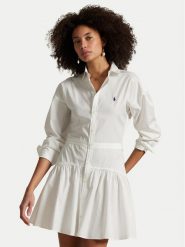 Polo Ralph Lauren Sukienka koszulowa 211965856001 Biały Regular Fit. Białe sukienki damskie Polo Ralph Lauren, bez wzorów, z bawełny, bez kołnierzyka, bez ramiączek, koszulowe. Za 669.99 zł.